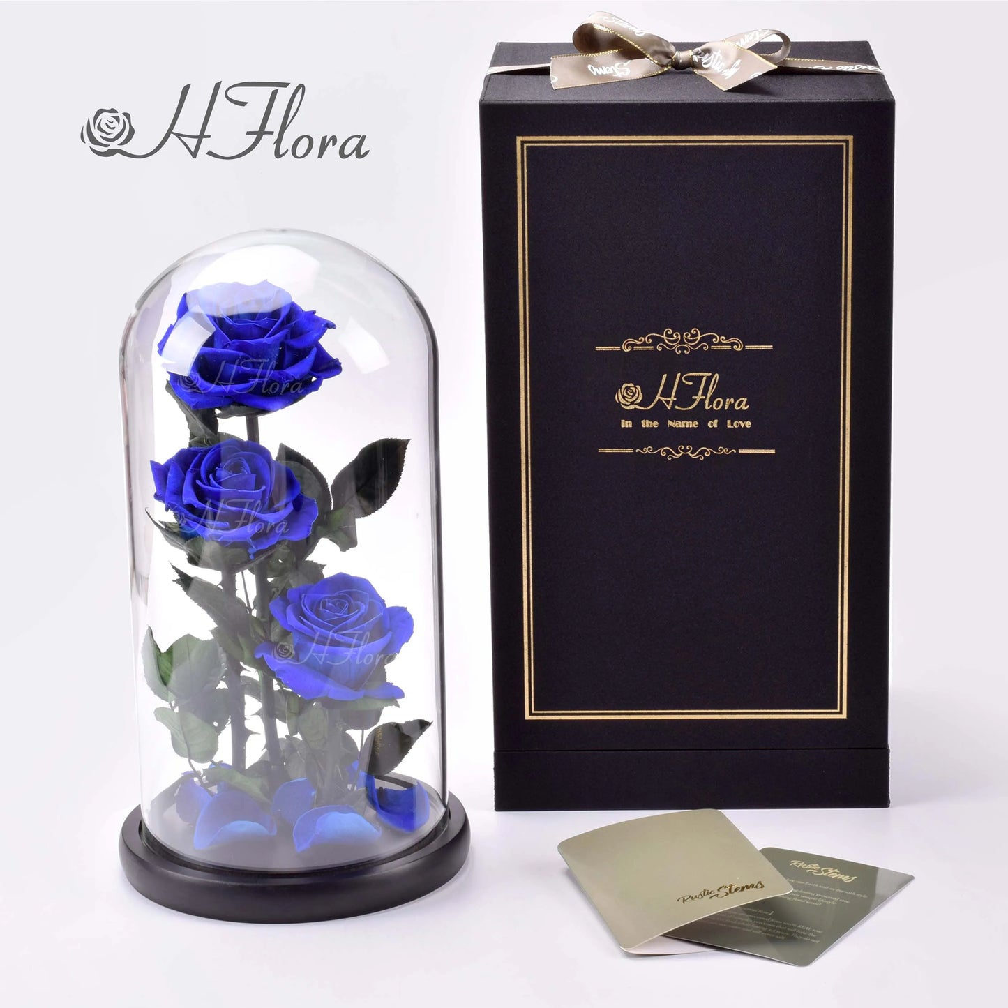 Beautiful multicolored roses encased in glass