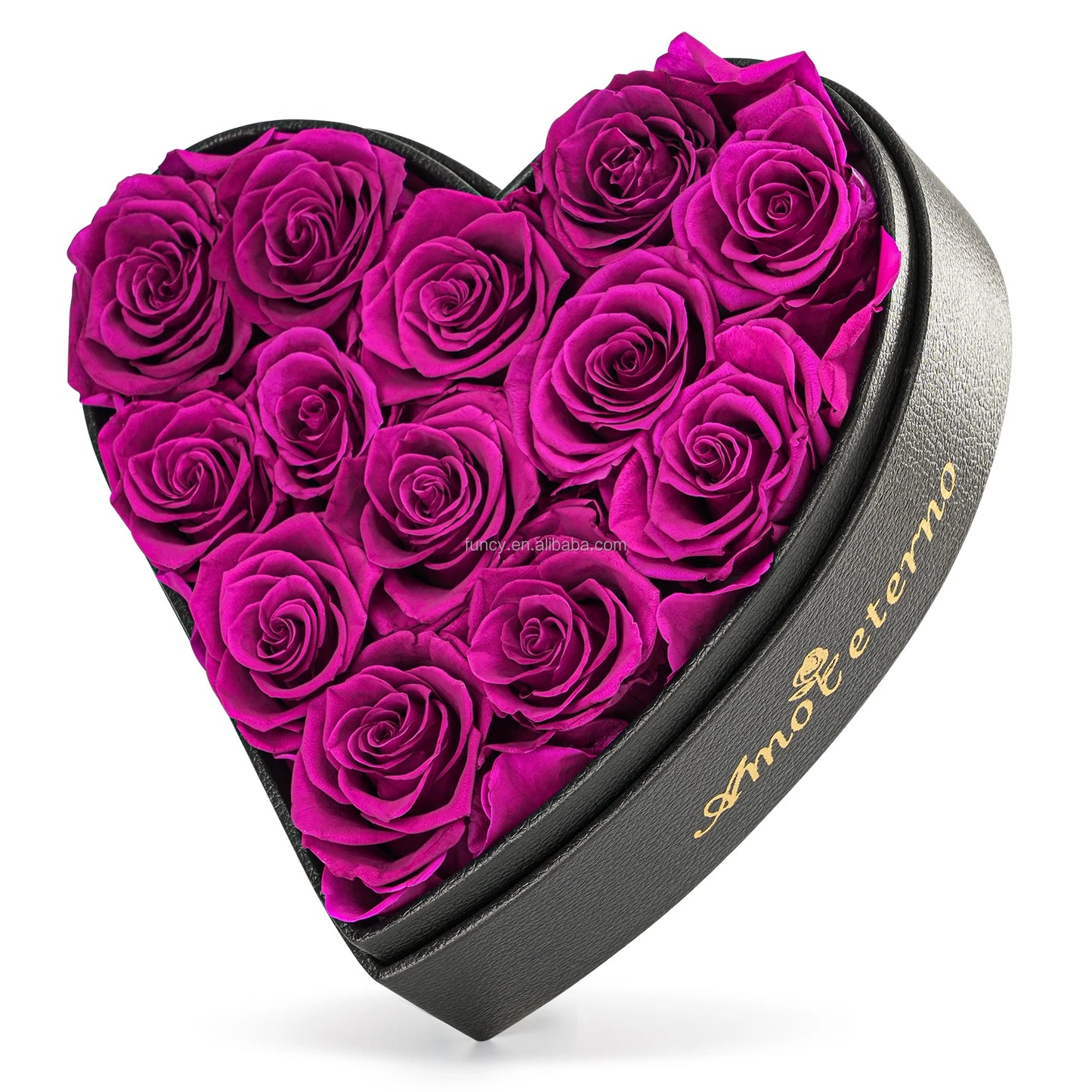 Big heart shaped box filled with multicolored roses