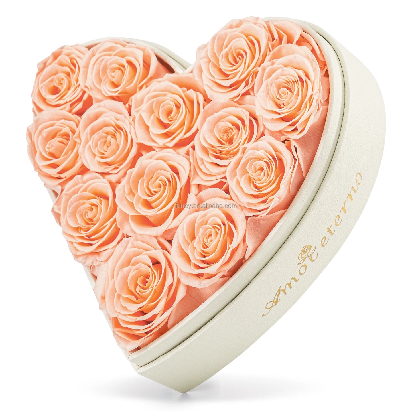 Big heart shaped box filled with multicolored roses