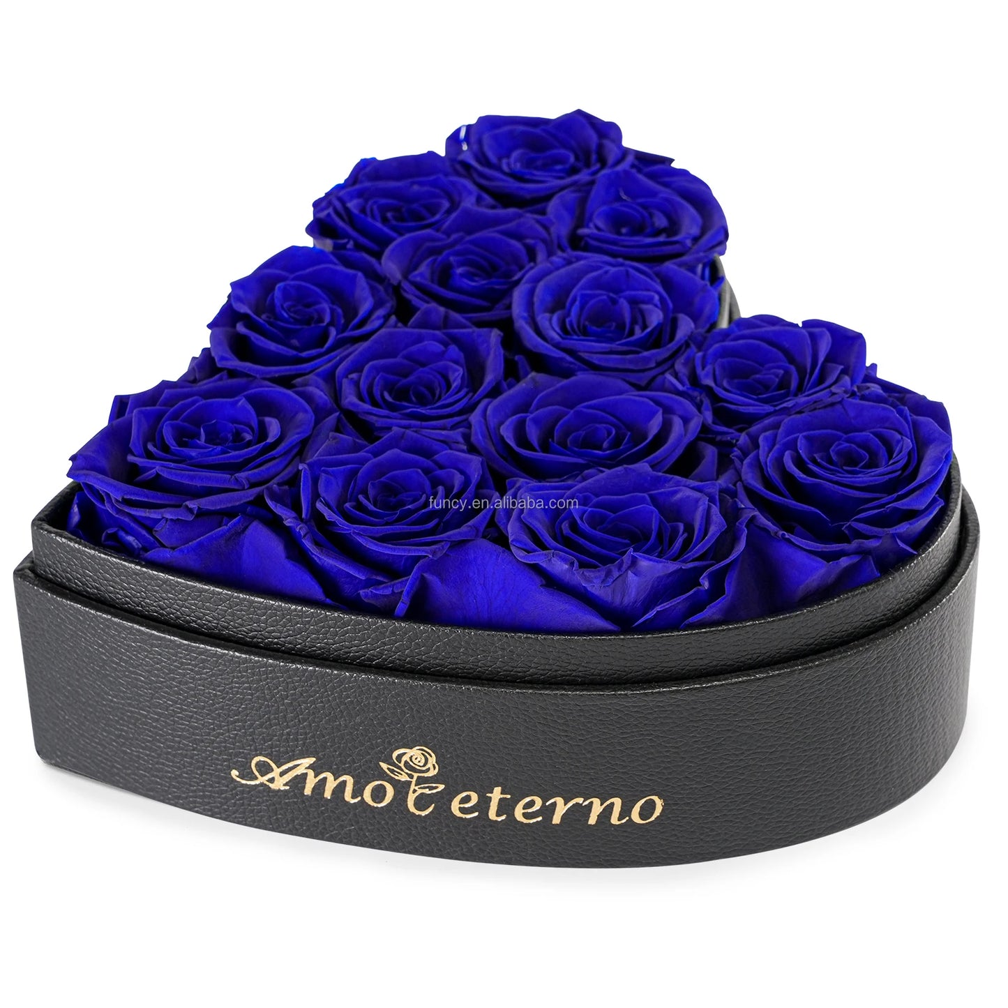 Big heart shaped box filled with multicolored roses