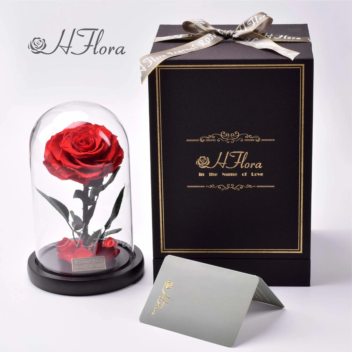 Beautiful multicolored roses encased in glass