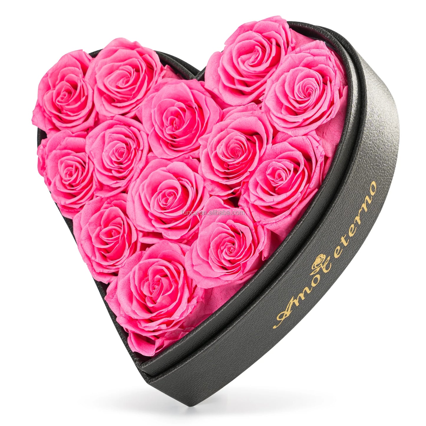 Big heart shaped box filled with multicolored roses