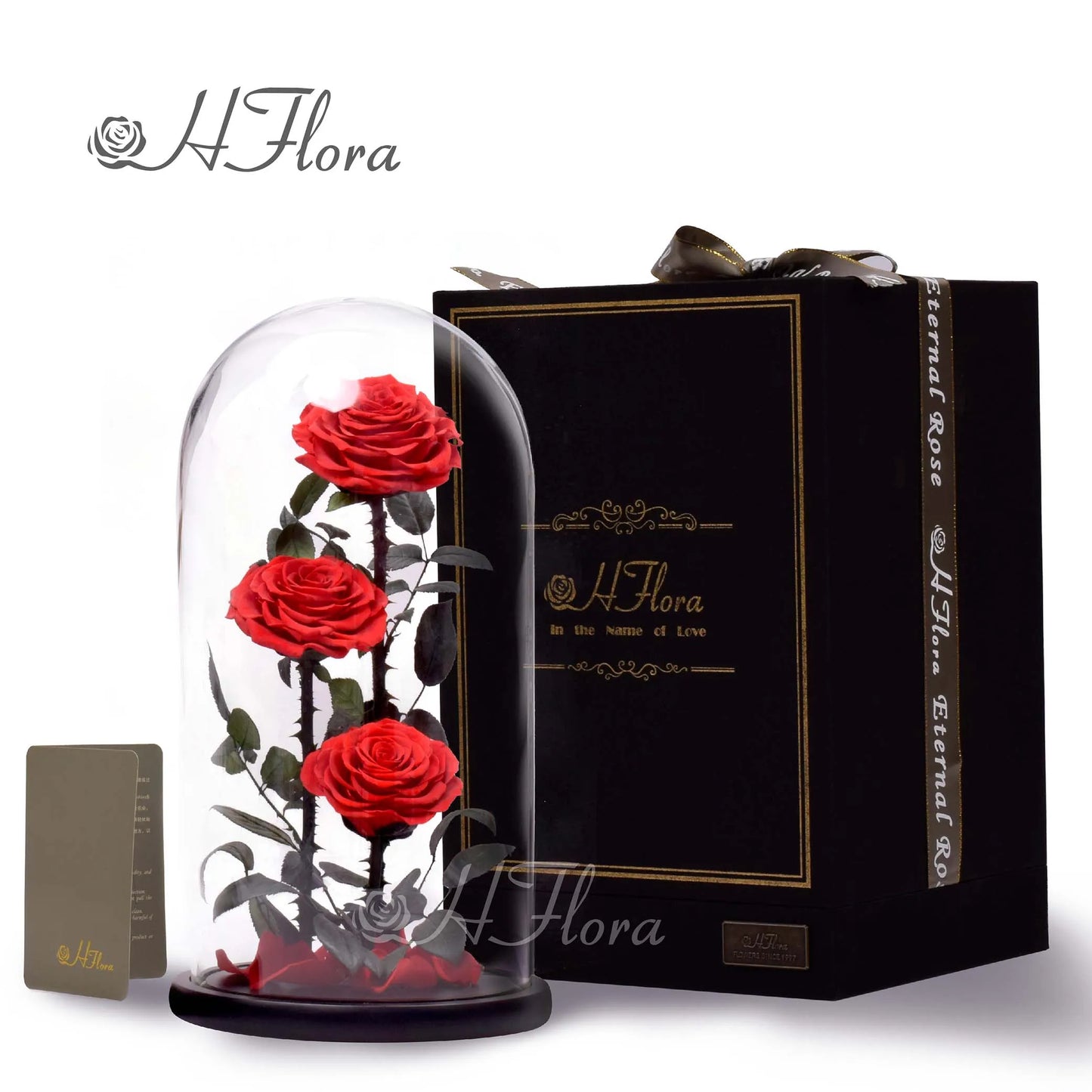 Beautiful multicolored roses encased in glass