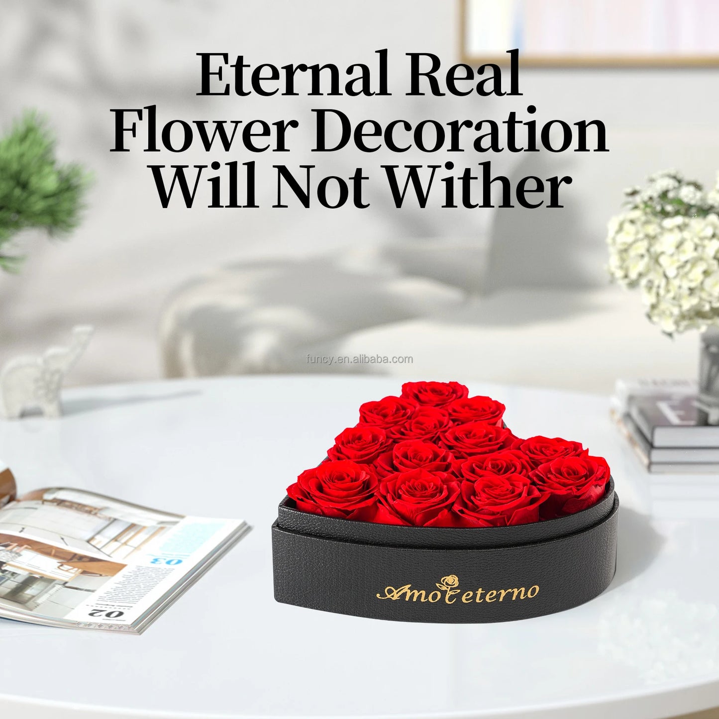 Big heart shaped box filled with multicolored roses