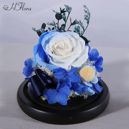 Beautiful multicolored roses encased in glass